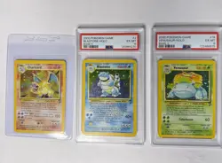Pokemon Charizard Blastoise Venusaur Base Set 2 Trio two PSA 6, One ungraded - Image 1