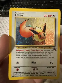 1999 Pokemon Eevee #11 Black Star Promo WOTC Holo Rare LP+/NM- - Image 2