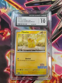 2025 Pokemon TCG Black Star Promo #214 Pikachu Illustration Contest 2024 CGC 10 - Image 1