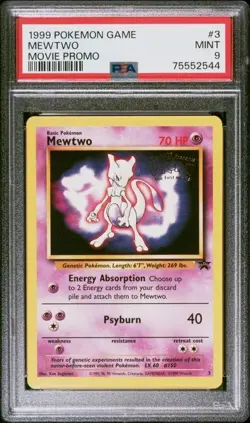 Mewtwo Movie Promo 3 Black Star Promo PSA 9 Mint 1999 Pokemon Card - Image 1