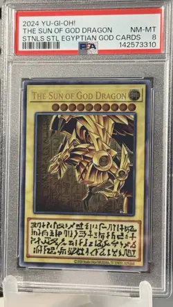 2024 YU-GI-OH! STAINLESS STEEL EGYPTIAN GOD CARDS THE SUN OF GOD DRAGON PSA 8 - Image 1