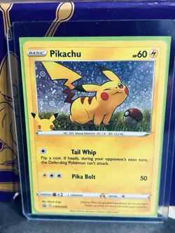 Pikachu SWSH039 Holo Black Star Promo Card NM 25th Anniversary - Image 1