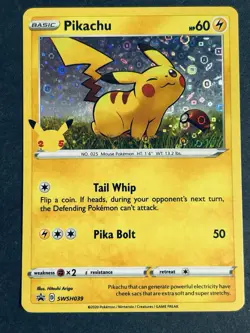 Pikachu SWSH039 Holo Black Star Promo Card NM 25th Anniversary - Image 2
