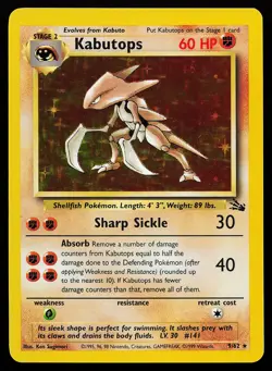Kabutops 9/62 Holo Rare Fossil Pokemon Card - Image 1