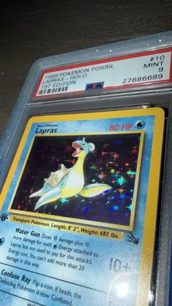 1999 Pokemon TCG 1st Edition Fossil LAPRAS Holo Foil Card PSA 9 #10/62 - Image 4