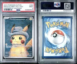 POKEMON 2023 PIKACHU/GREY FELT HAT POKEMN X VAN GOGH BLACK STAR PROMO #085 PSA 9 - Image 3
