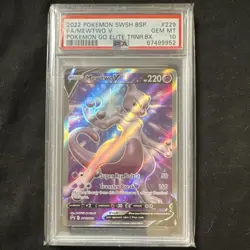 Pokemon Mewtwo V SWSH229 SWSH: Sword & Shield Promo Full Art Holo PSA 10 - Image 1