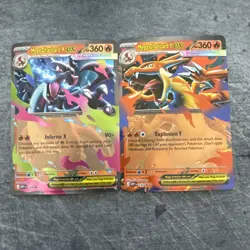 Mega Charizard X Ex 029 & Mega Charizard Y Ex 030 Black Star Promo Pokemon - Image 1