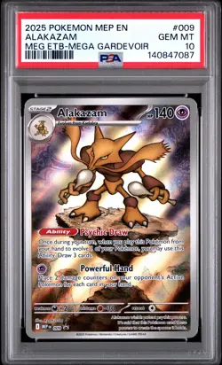 2025 POKEMON MEP EN-ME BLACK STAR PROMO #009 ALAKAZAM PSA 10 - Image 1