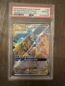 Pokemon TCG 2019 Sun & Moon Tag team Moltres & Zapdos & Articuno 66/68 PSA 10 - Image 3