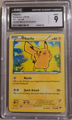 Pikachu 42/146 CGC 9 2014 LEGO Movie Exclusive Promo Pokemon - Image 1