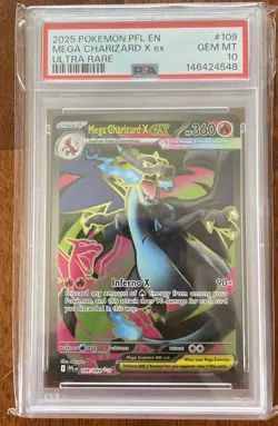 2025 POKEMON PFL EN-PHANTASMAL FLAMES ULTRA RARE #109 MEGA CHARIZARD X EX PSA 10 - Image 1