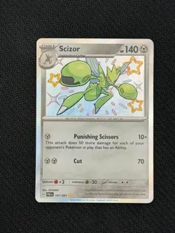 Pokemon TCG Scarlet & Violet Paldean Fates Scizor Shiny Holo 191/091 - Image 1