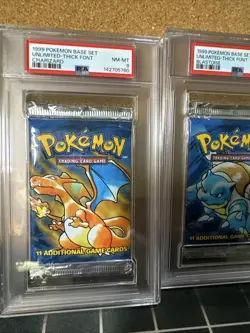 Pokemon 1999 Base Set Art Set Booster Packs Unlimited Sequential Cert PSA 8 NM - Image 2