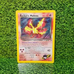 Pokemon Rocket's Moltres Gym Heroes Holo Foil 12/132 Rare TCG 2000 Swirl Error - Image 2