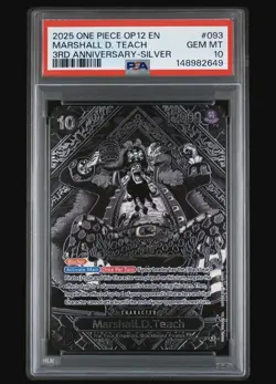 One Piece CCG Marshall.D.Teach 3rd Anniversary Silver OP09-093 PSA 10 Gem Mint - Image 1