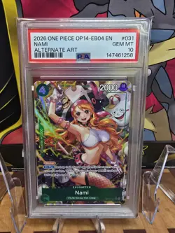 2026 One Piece The Azure Sea's Seven NAMI Alternate Art OP14-031 PSA 10! 🔥 - Image 1