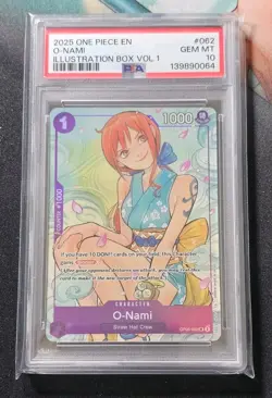 2025 ONE PIECE PROMOS ILLUSTRATION BOX VOL.1 #062 O-NAMI PSA 10 - Image 1