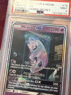 2017 Pokemon Sun Moon Shining Legends Mewtwo GX Secret Rare Card #78/73 PSA 9 - Image 4