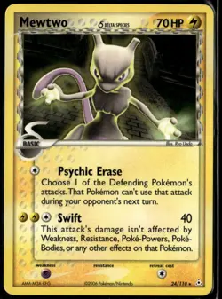 Mewtwo 24/110 Rare Holon Phantoms LP Pokemon Card - Image 1