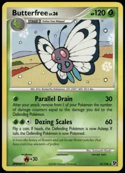 Butterfree 14/106 Rare Great Encounters LP Pokemon Card - Image 1