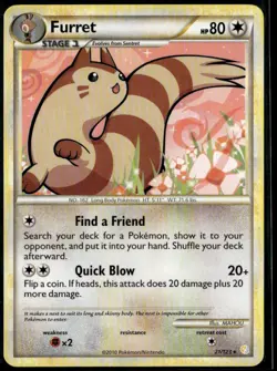 Furret 21/123 Rare HeartGold & SoulSilver LP Pokemon Card - Image 1