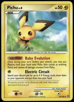 Pichu 45/100 Uncommon Stormfront NM Pokemon Card - Image 1