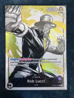 Bandai One Piece Card Game Rob Lucci Leader OP03-076 Holo Foil 5000 Power - Image 1