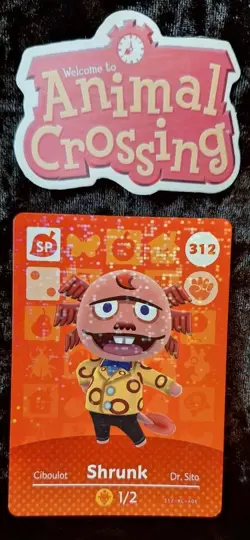 Animal Crossing Nintendo Amiibo Card Shrunk #312 Holo Authentic - Image 1