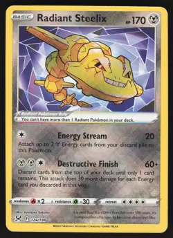 2022 Radiant Steelix Ultra Rare Foil 124/196 Lost Origin Pokemon Card - Image 1