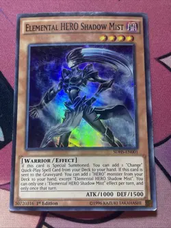YUGIOH TCG ELEMENTAL HERO SHADOW MIST SDHS-EN001 SUPER 1ST EDITION Hp - Image 1