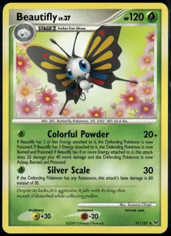 Beautifly 21/127 Rare Platinum LP Pokemon Card - Image 1