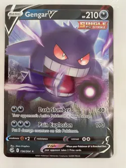 Holo Foil Gengar V 156/264 Ultra Rare Pokemon SWSH08: Fusion Strike NM - Image 1