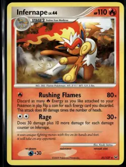 Infernape 31/127 Rare Platinum LP Pokemon Card - Image 1