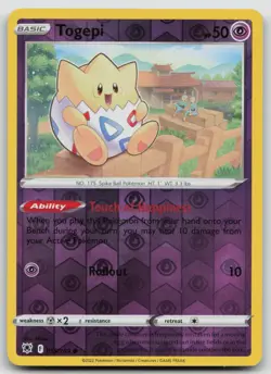 Reverse Holo Togepi 055/189 SWSH10: Astral Radiance Common Pokemon TCG Card - Image 1