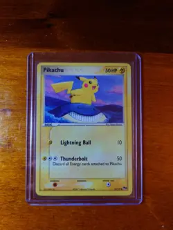 Pokemon Pikachu 12/17 POP Series 5 Holo Bleed LP Corrected Back - Holo Swirl - Image 1