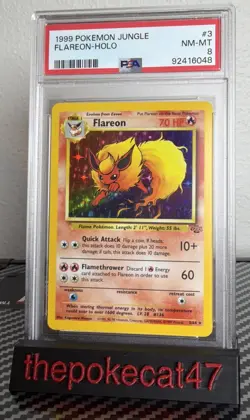 1999 Pokemon Jungle Flareon Holo 3/64 PSA 8 NM-MT WOTC Vintage Eeveelution - Image 1