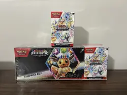 Pokemon TCG Scarlet and Violet Prismatic Evolutions Surprise Box/booster Bundle. - Image 1
