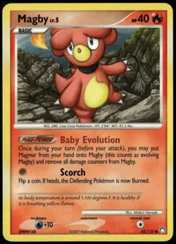 Magby Common - DP Mysterious Treasures 88/123 2007 LP+ Pokemon - Image 1