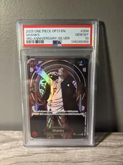 One Piece CCG Op13 EN Shanks 3RD Anniversary Silver PSA 10 Gem Mint #OP13 Lowpop - Image 1
