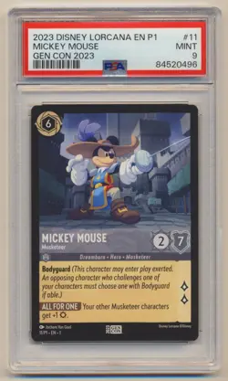 PSA 9 Disney Lorcana Mickey Mouse Musketeer GENCON Promo 11/P1 MINT! - Image 1