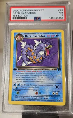 2000 Pokemon 1st Edition American Team Rocket #25 Dark Gyarados PSA - 7 - Image 1