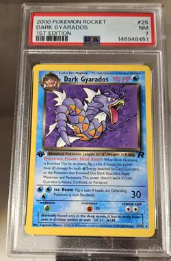 2000 Pokemon 1st Edition American Team Rocket #25 Dark Gyarados PSA - 7 - Image 2