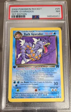 2000 Pokemon 1st Edition American Team Rocket #25 Dark Gyarados PSA - 7 - Image 3
