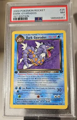 2000 Pokemon 1st Edition American Team Rocket #25 Dark Gyarados PSA - 7 - Image 4