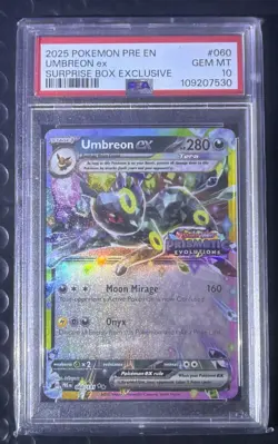 Umbreon EX 060/131 Prismatic Evolutions Stamped Surprise Box Promo PSA 10 - Image 1