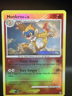 POKEMON DIAMOND & PEARL MONFERNO LV.18 56/130 HOLO RARE 2007 CARD STAGE 1 - Image 1