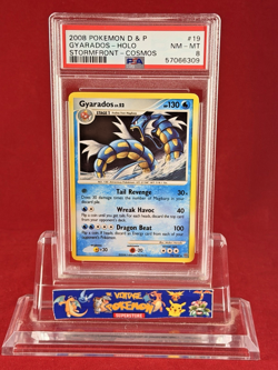 2008 Pokemon Diamond & Pearl GYARADOS Holo Stormfront Cosmos Card #19 PSA 8 - Image 1