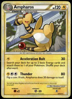 Ampharos 14/123 Rare HeartGold & SoulSilver LP Pokemon Card - Image 1