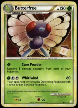 Butterfree 16/123 Rare HeartGold & SoulSilver LP Pokemon Card - Image 1